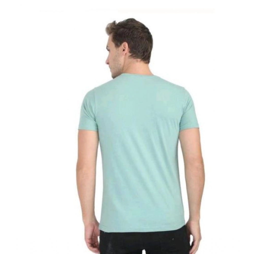 Men's Casual Short Sleeves Cotton Round Neck T-shirt (Green)