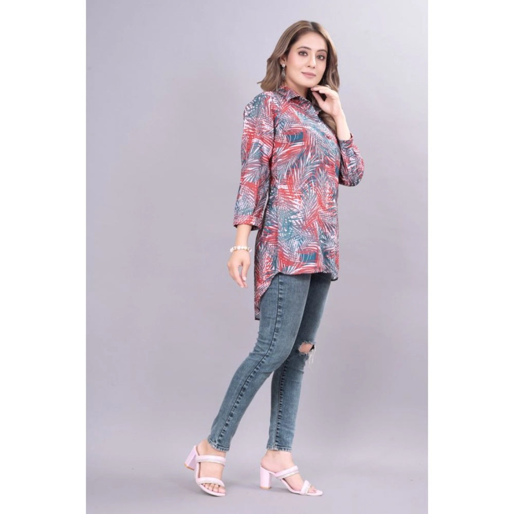 Casual 3-4th Sleeve Printed Crepe Tunic (Multicolor)