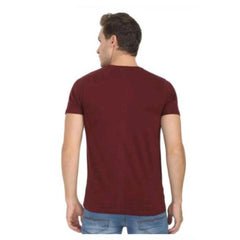 Men's Casual Short Sleeves Cotton Round Neck T-shirt (Maroon)