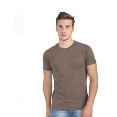 Men's Casual Short Sleeves Cotton Round Neck T-shirt (Khaki)