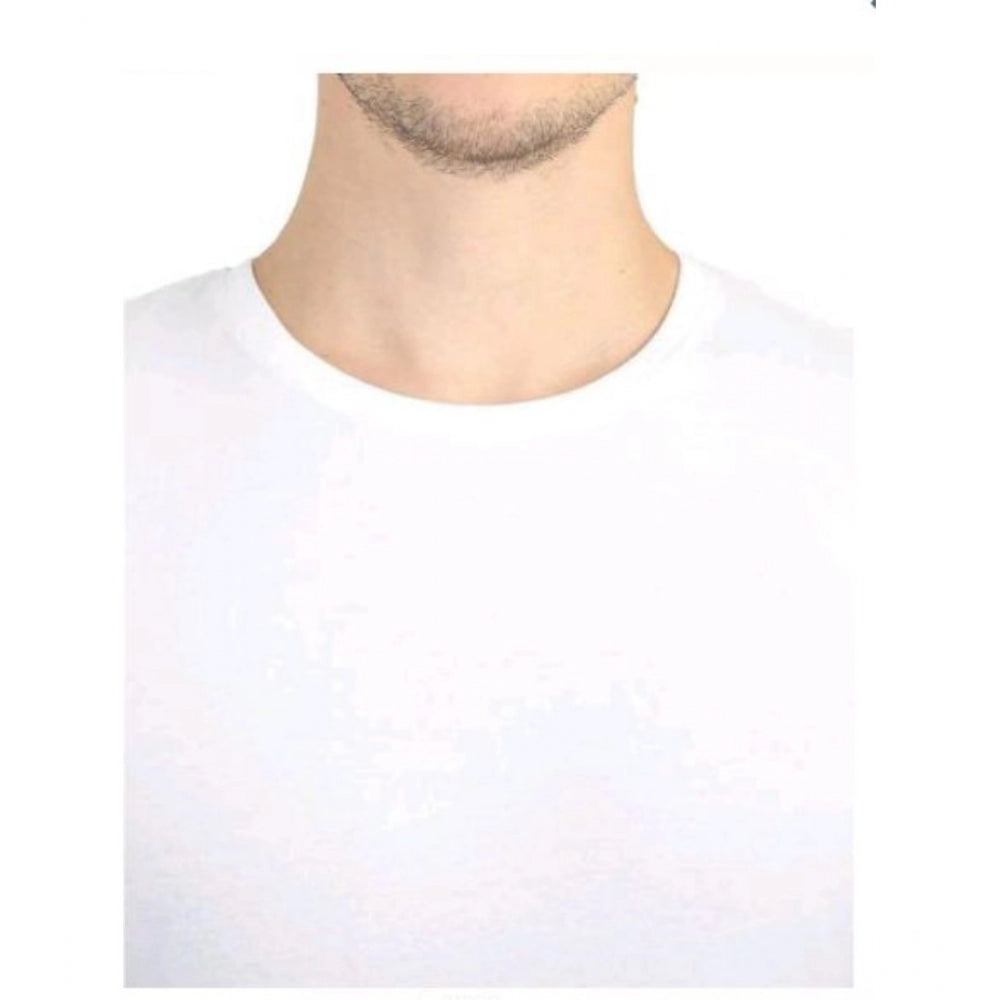 Men's Casual Short Sleeves Cotton Round Neck T-shirt (White)