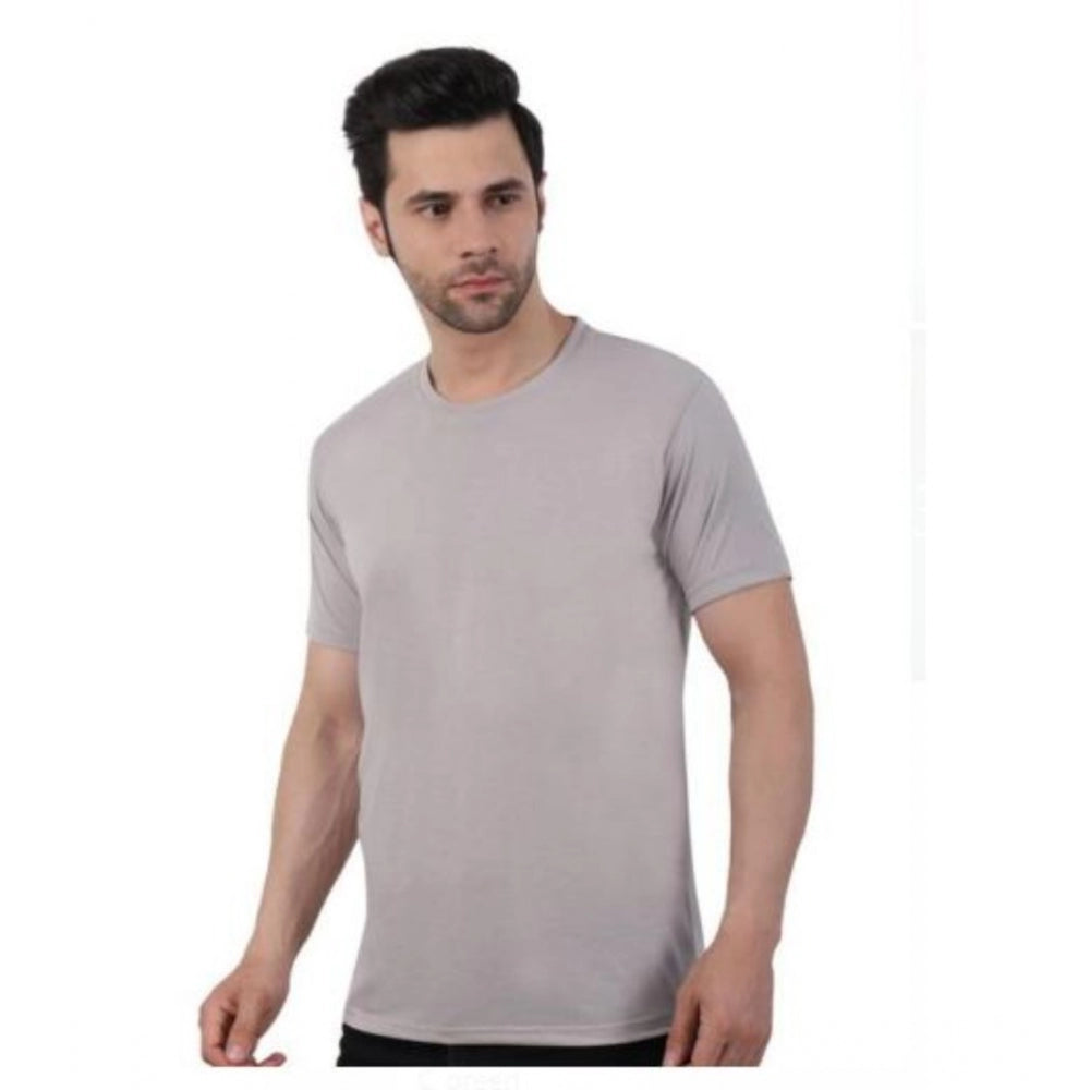 Men's Casual Short Sleeves Cotton Round Neck T-shirt (Grey)