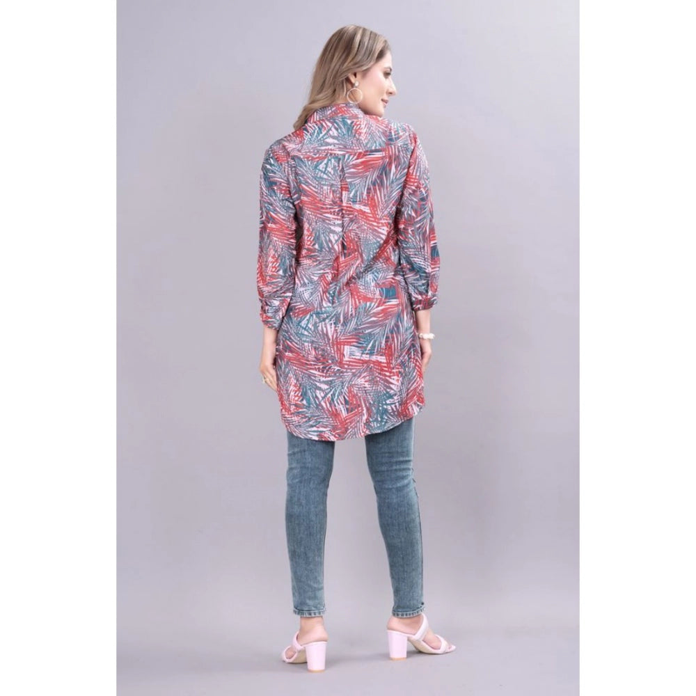 Casual 3-4th Sleeve Printed Crepe Tunic (Multicolor)