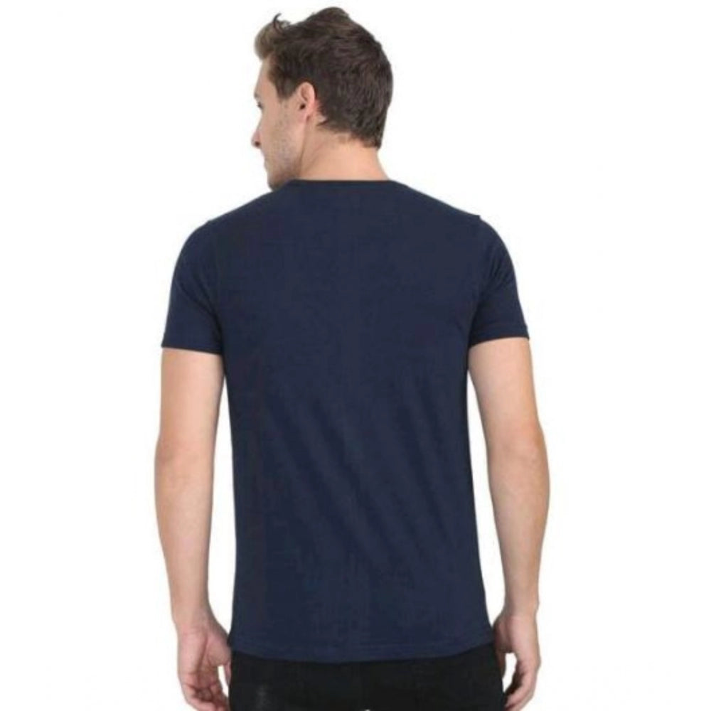 Men's Casual Short Sleeves Cotton Round Neck T-shirt (Navy blue)