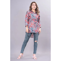 Casual 3-4th Sleeve Printed Crepe Tunic (Multicolor)