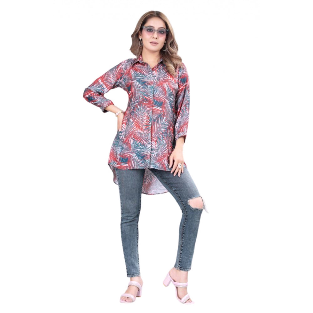 Casual 3-4th Sleeve Printed Crepe Tunic (Multicolor)