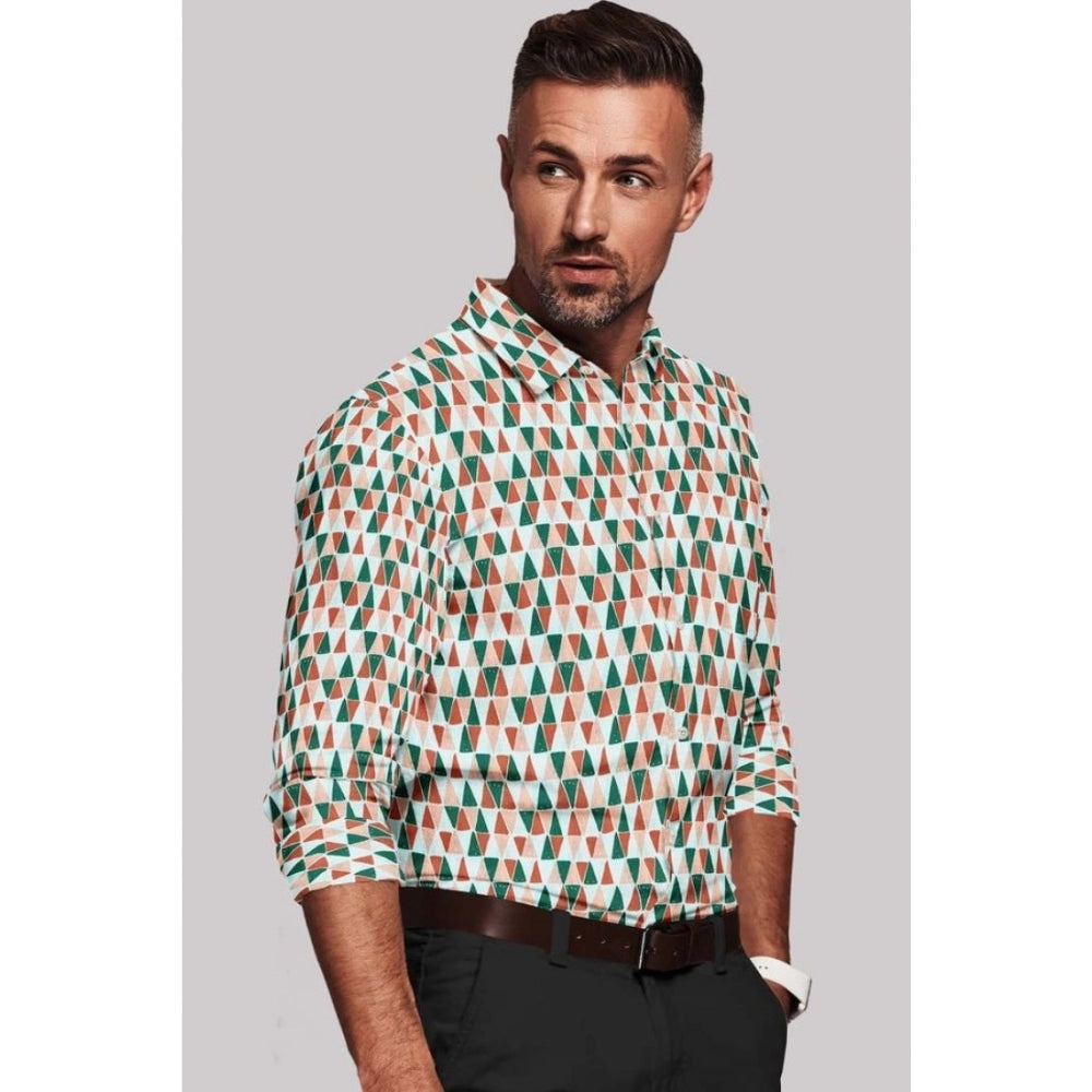 Men's Cotton Blended Printed Full Sleeve Shirt (Multicolor)