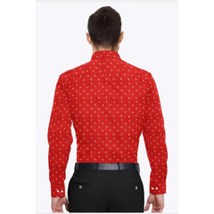 Men's Cotton Blended Printed Full Sleeve Shirt (Red)