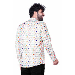 Men's Cotton Blended Printed Full Sleeve Shortkurta (Multicolor)