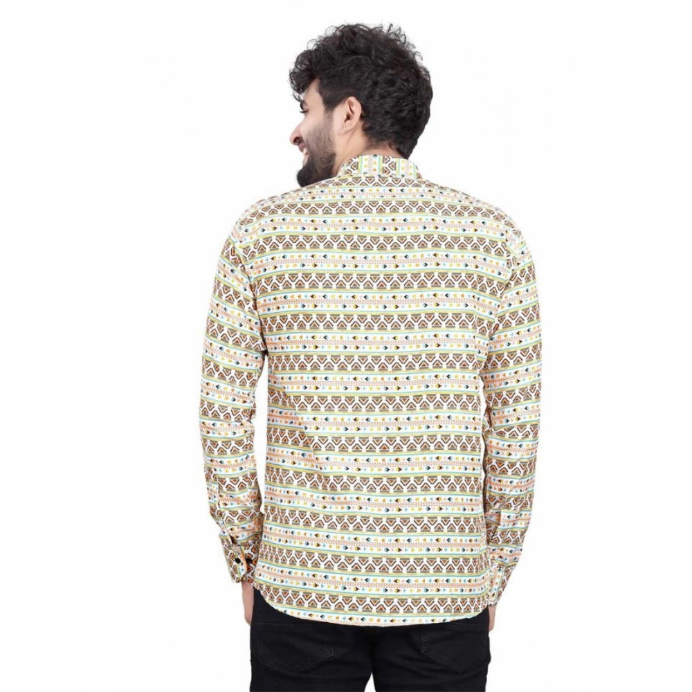 Men's Cotton Blended Printed Full Sleeve Shortkurta (Multicolor)