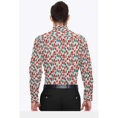 Men's Cotton Blended Printed Full Sleeve Shirt (Multicolor)