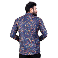 Men's Cotton Blended Printed Full Sleeve Shortkurta (Multicolor)