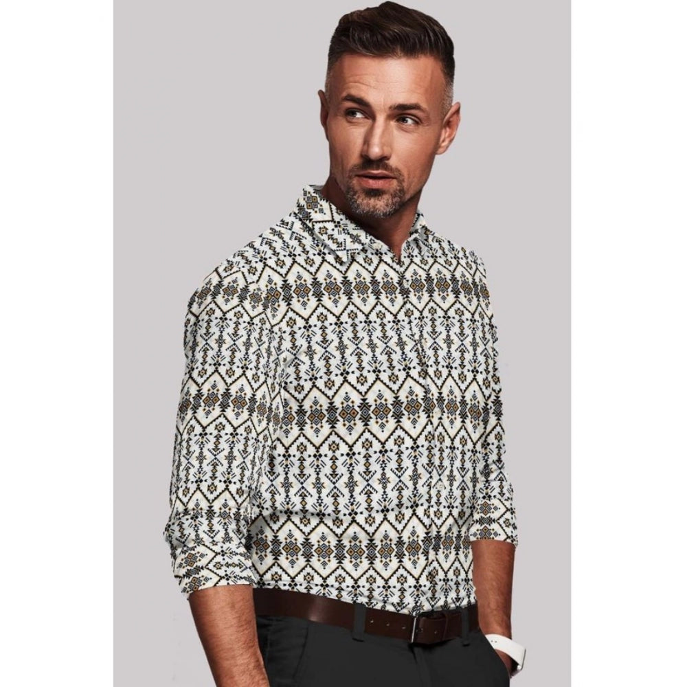 Men's Cotton Blended Printed Full Sleeve Shirt (Multicolor)