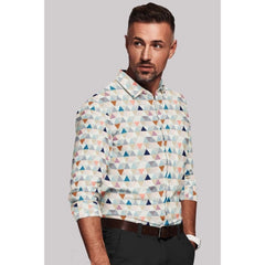 Men's Cotton Blended Printed Full Sleeve Shirt (Multicolor)