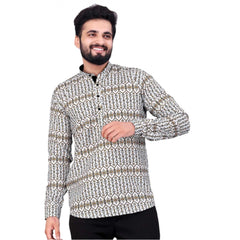 Men's Cotton Blended Printed Full Sleeve Shortkurta (Multicolor)