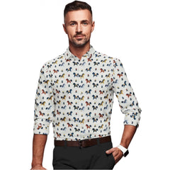 Men's Cotton Blended Printed Full Sleeve Shirt (Multicolor)