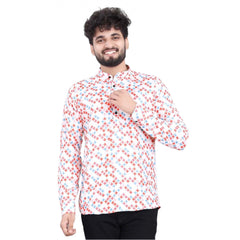 Men's Cotton Blended Printed Full Sleeve Shortkurta (Multicolor)