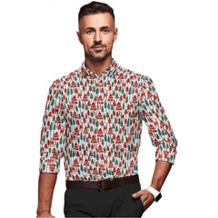 Men's Cotton Blended Printed Full Sleeve Shirt (Multicolor)