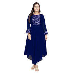 Women's Georgette Embroidered Kurti (NavyBlue)