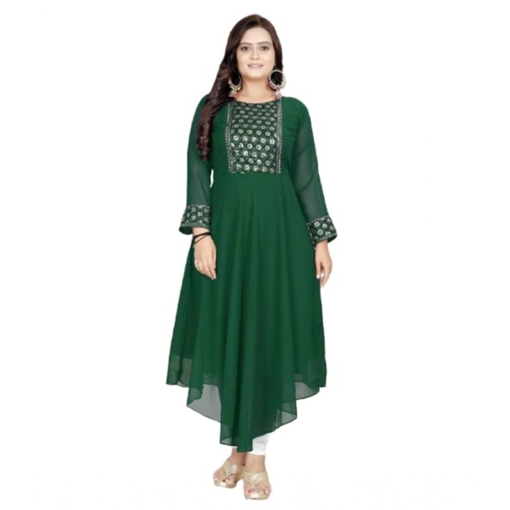 Women's Georgette Embroidered Kurti (Green)