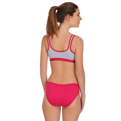 Pack of 2 Women's Cotton Solid Sports Bra Panty Set (Multicolor)