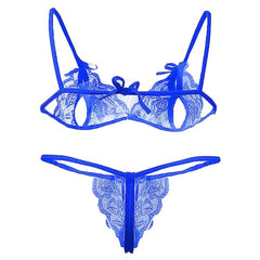 Net Solid Lingerie Set (Blue)