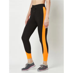 Polyester Lycra Blend Color Block Ankle Length Tights (Black-Yellow)