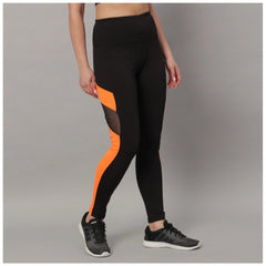 Lycra Blend Color Block Ankle Length Tights (Orange)