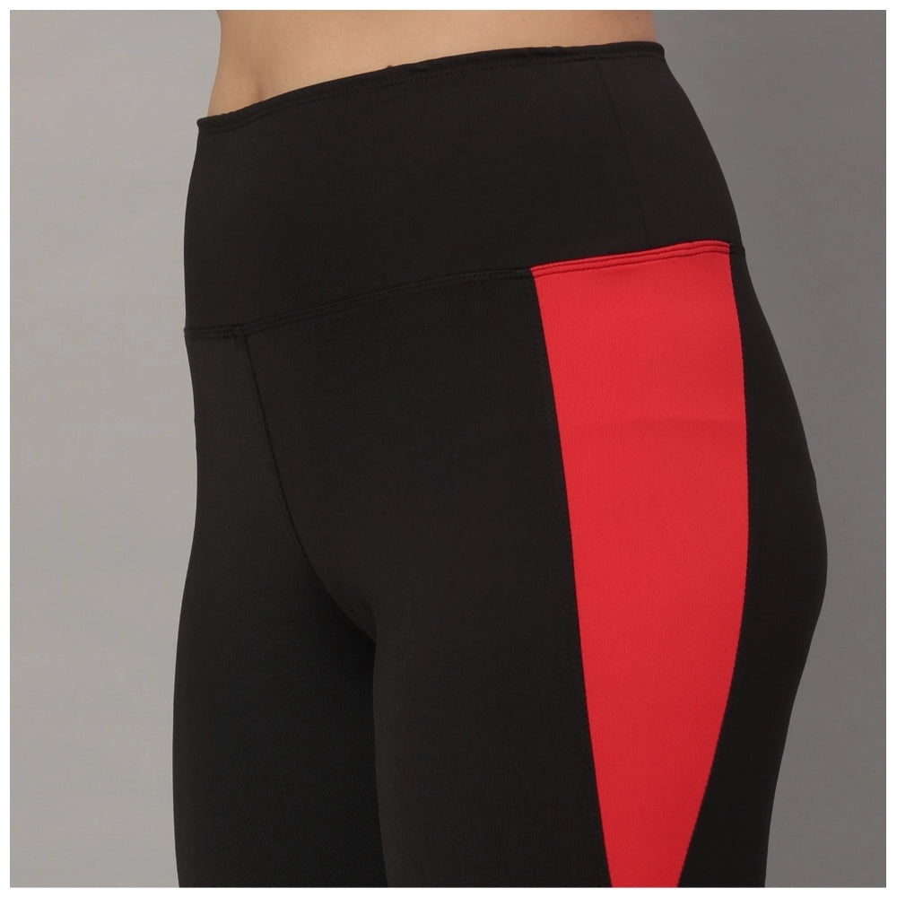 Lycra Blend Color Block Ankle Length Tights (Red)