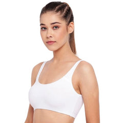 Enamor SB06 Women's Cotton Low Impact Non-Padded, Non-Wired, High-Coverage Bra (White)