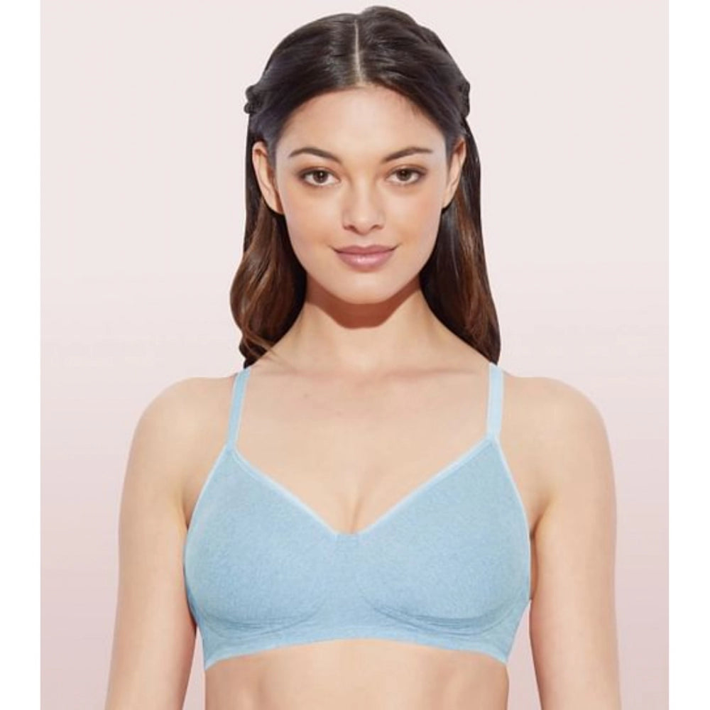 Enamor A042 Women's Cotton Everyday Non Padded And Wirefree Bra (Chambray-Melange)