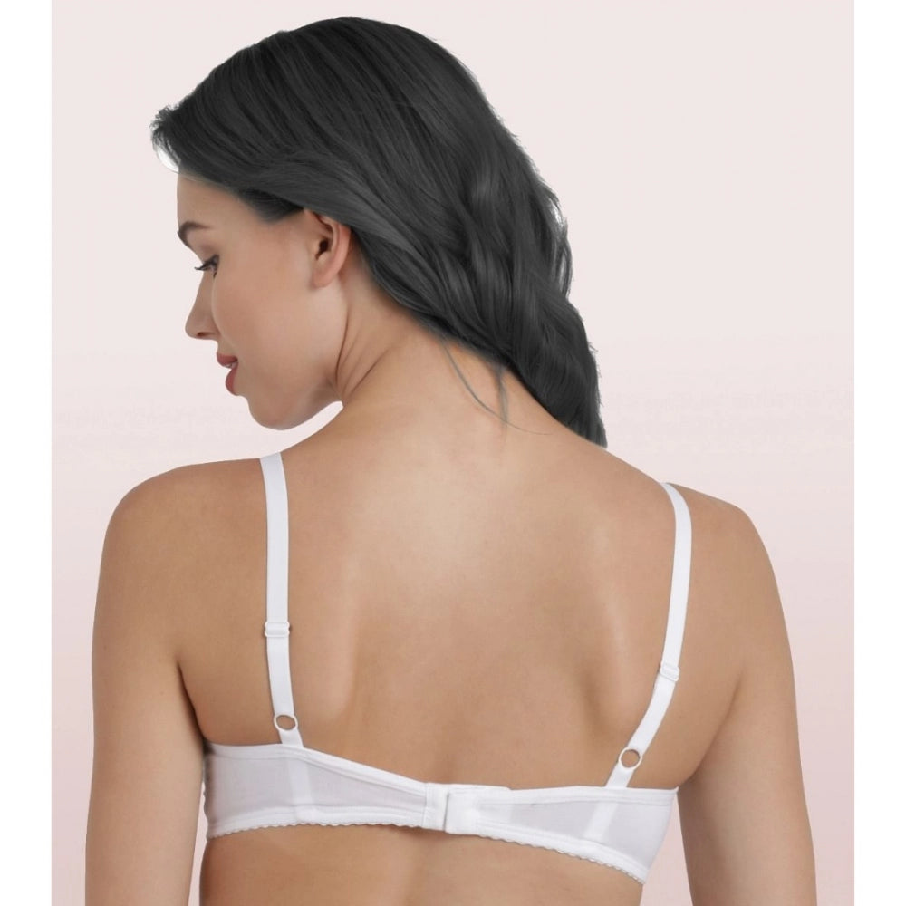 Enamor A039 Women's Cotton Non-Wired &amp; Medium Coverage T-Shirt Bra (White)