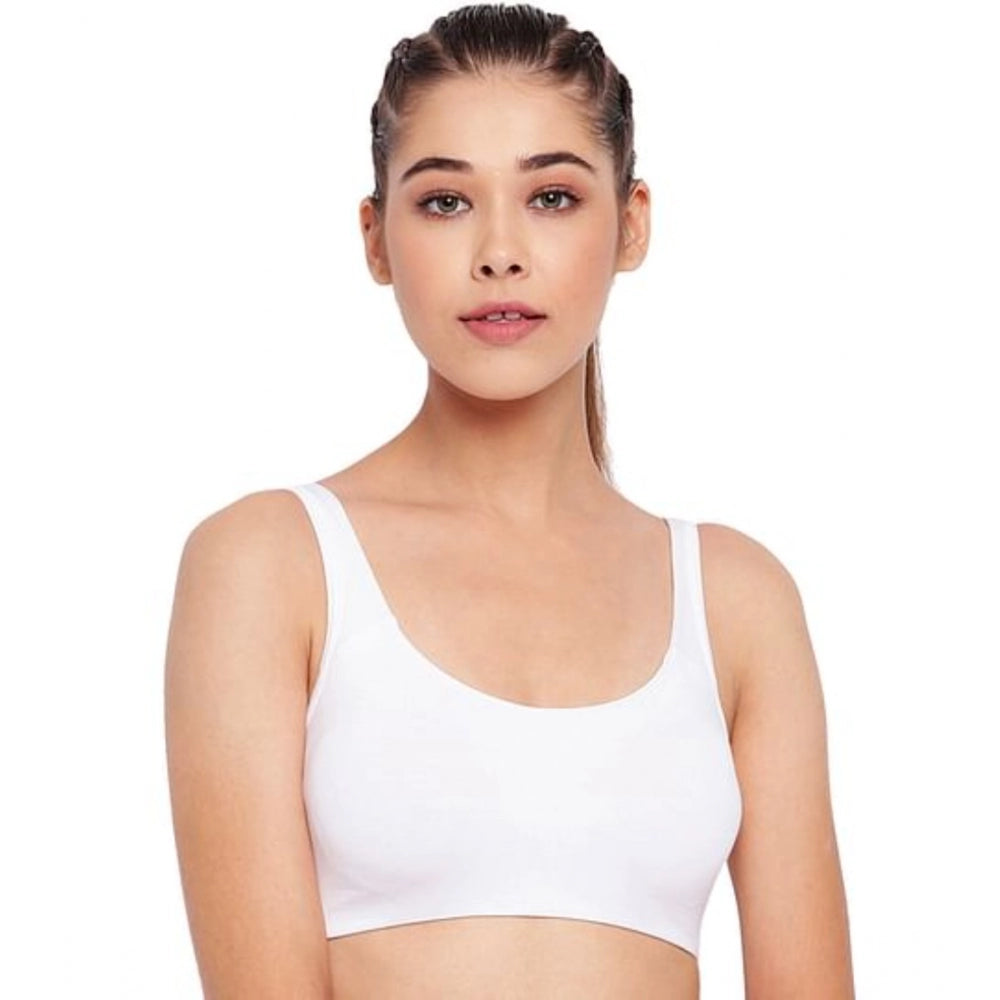 Enamor SB06 Women's Cotton Low Impact Non-Padded, Non-Wired, High-Coverage Bra (White)