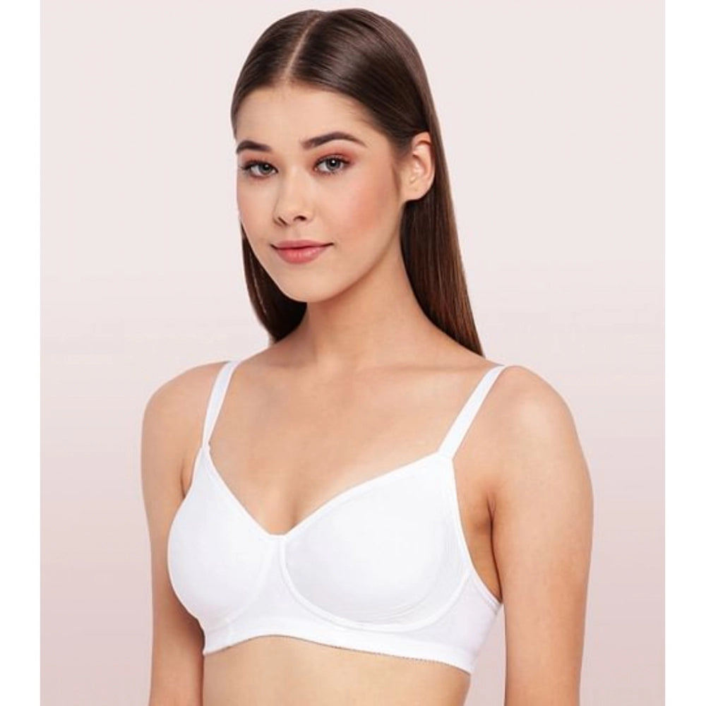 Enamor A042 Women's Cotton Everyday Non Padded And Wirefree Bra (White)