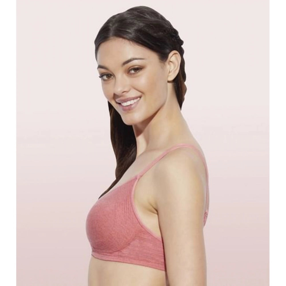 Enamor A042 Women's Cotton Everyday Non Padded And Wirefree Bra (Tomato-Melange)