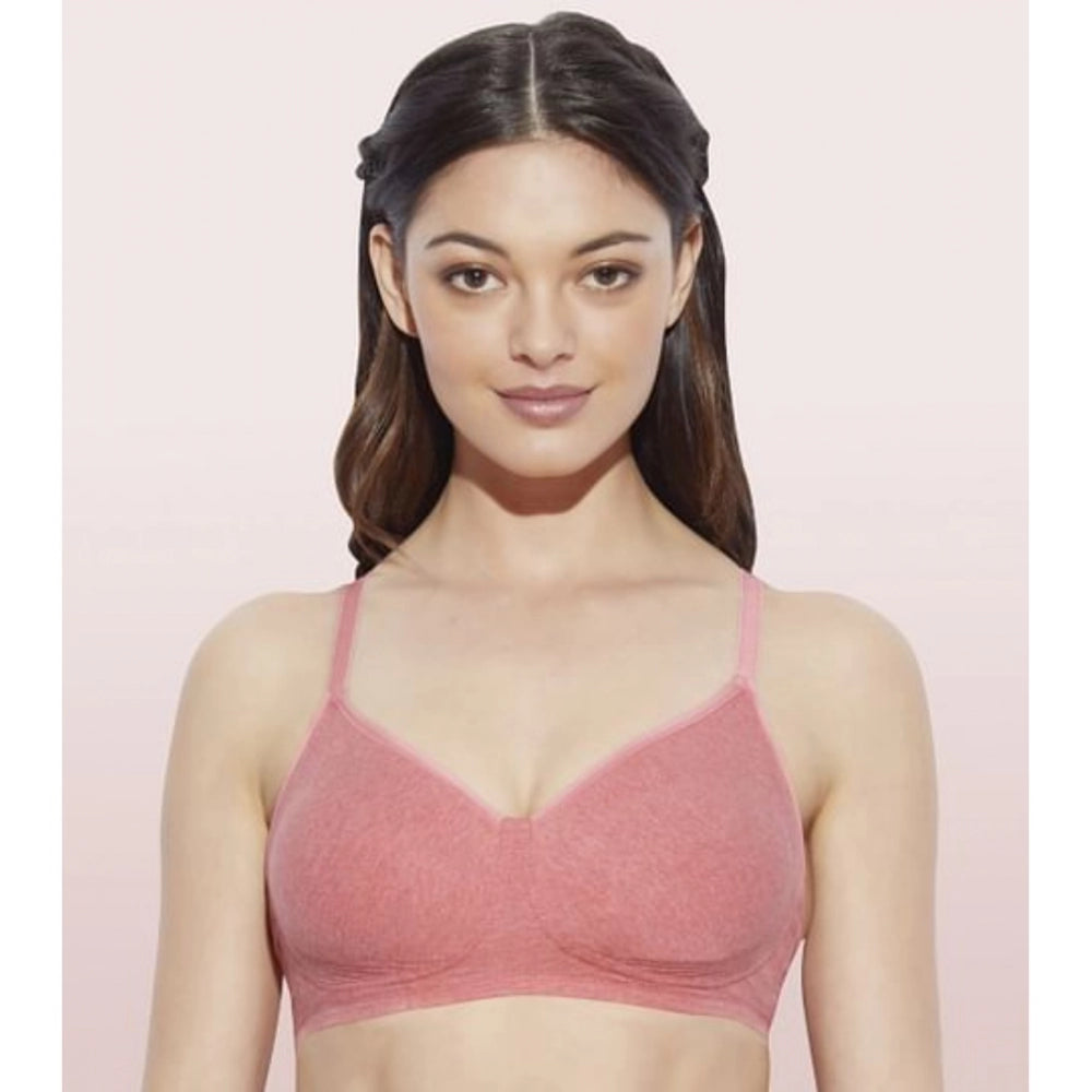 Enamor A042 Women's Cotton Everyday Non Padded And Wirefree Bra (Tomato-Melange)