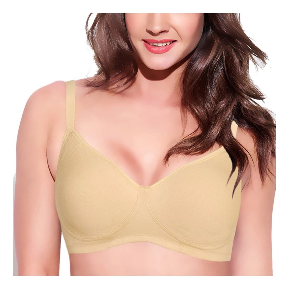 Enamor A042 Women's Cotton Everyday Non Padded And Wirefree Bra (PaleSkin)