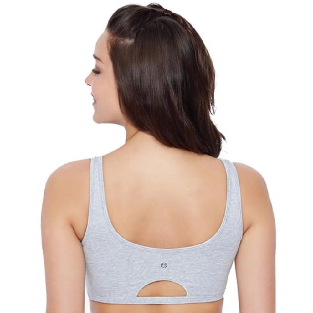 Enamor SB06 Women's Cotton Low Impact Non-Padded, Non-Wired, High-Coverage Bra (Grey-Melange)