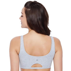 Enamor SB06 Women's Cotton Low Impact Non-Padded, Non-Wired, High-Coverage Bra (Grey-Melange)