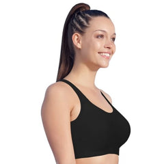 Enamor SB06 Women's Cotton Low Impact Non-Padded, Non-Wired, High-Coverage Bra (Black)