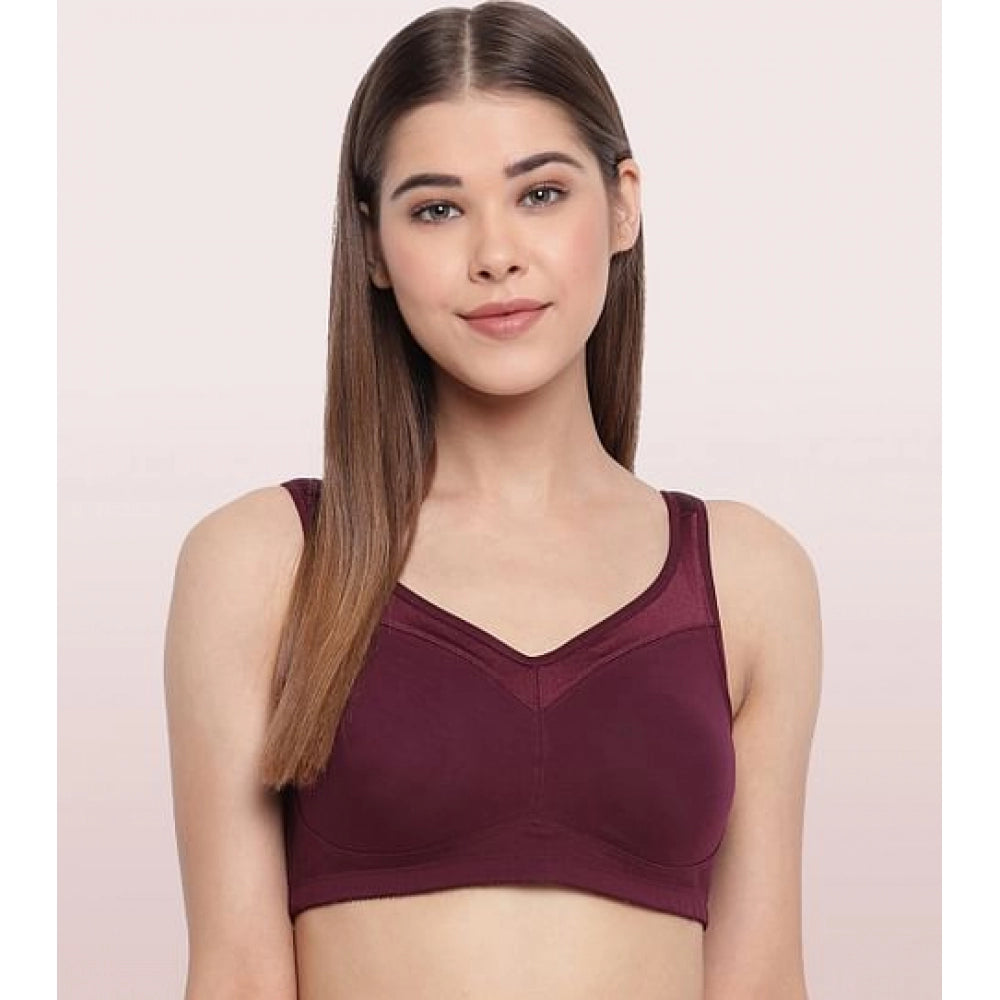 Enamor A112 Women's Cotton Full Support Bra (GrapeWine)