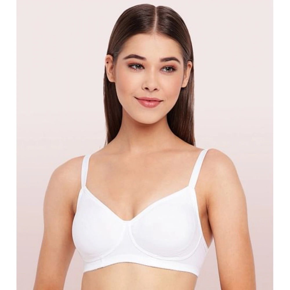 Enamor A042 Women's Cotton Everyday Non Padded And Wirefree Bra (White)