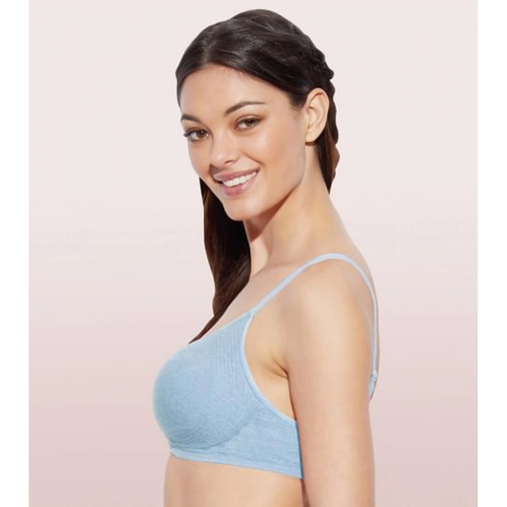 Enamor A042 Women's Cotton Everyday Non Padded And Wirefree Bra (Chambray-Melange)