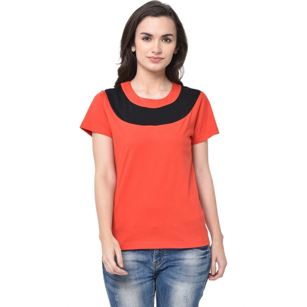 Cotton Blend Solid Regular Sleeves Round Neck Regular Top (Multicolor)