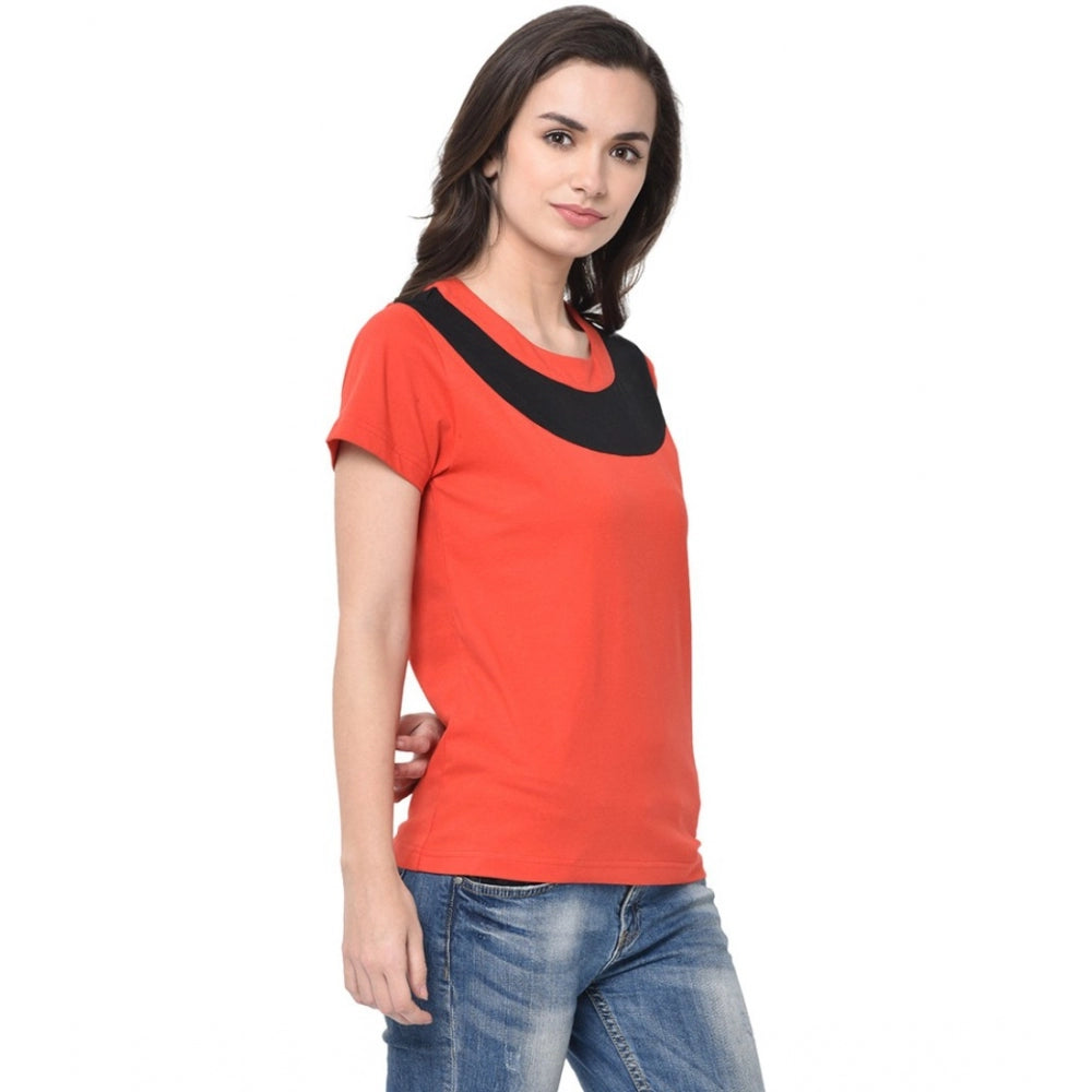 Cotton Blend Solid Regular Sleeves Round Neck Regular Top (Multicolor)