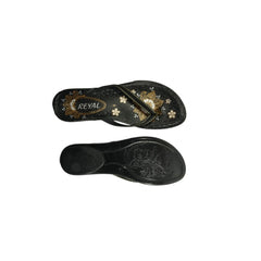 Women's Polyurethane Printed Slip-on Slipper (Black)