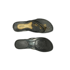 Women's Polyurethane Printed Slip-on Slipper (Black)