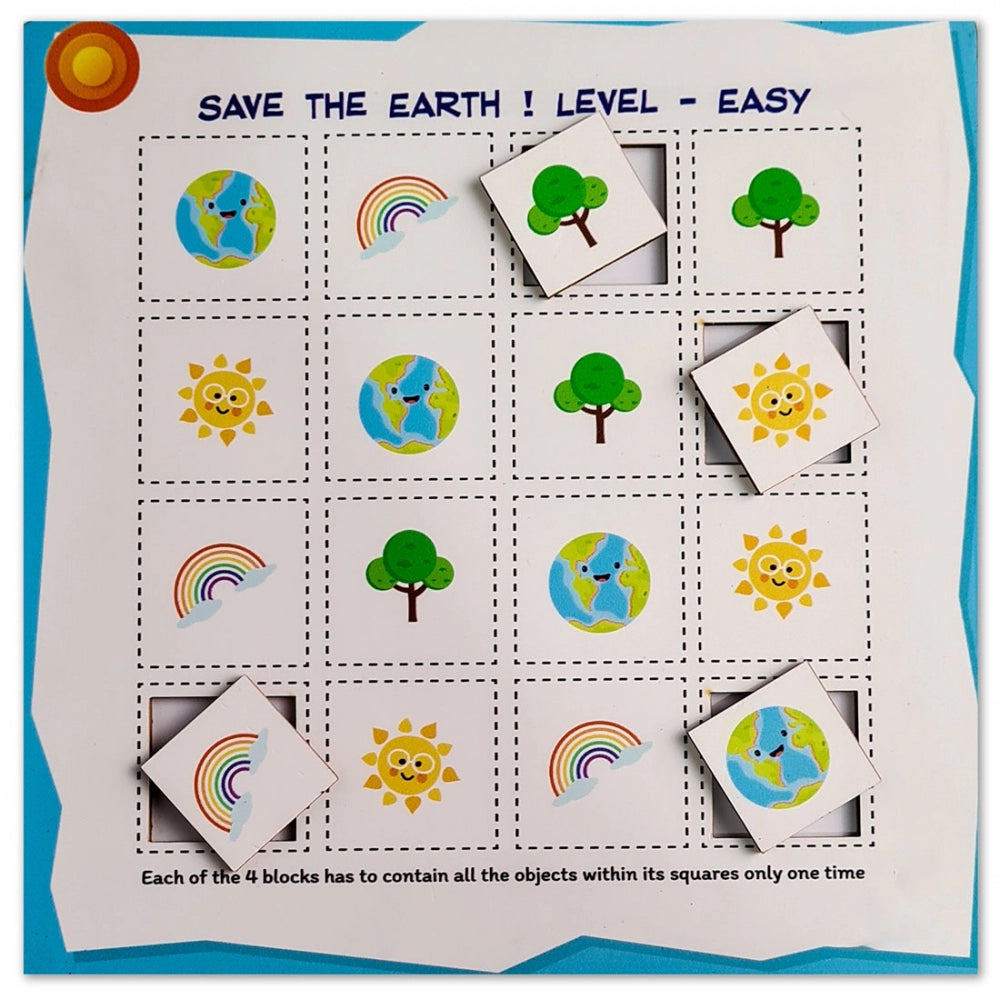 Save the earth - Easy Wooden Puzzle Game Toys (MultiColor)