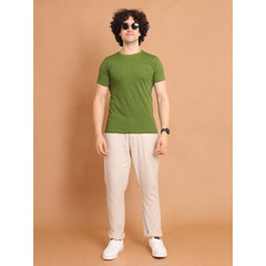 Men's Casual Cotton Printed Round Neck Half Sleeve T-Shirt (Green)