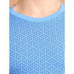 Men's Casual Cotton Printed Round Neck Half Sleeve T-Shirt (LightBlue)